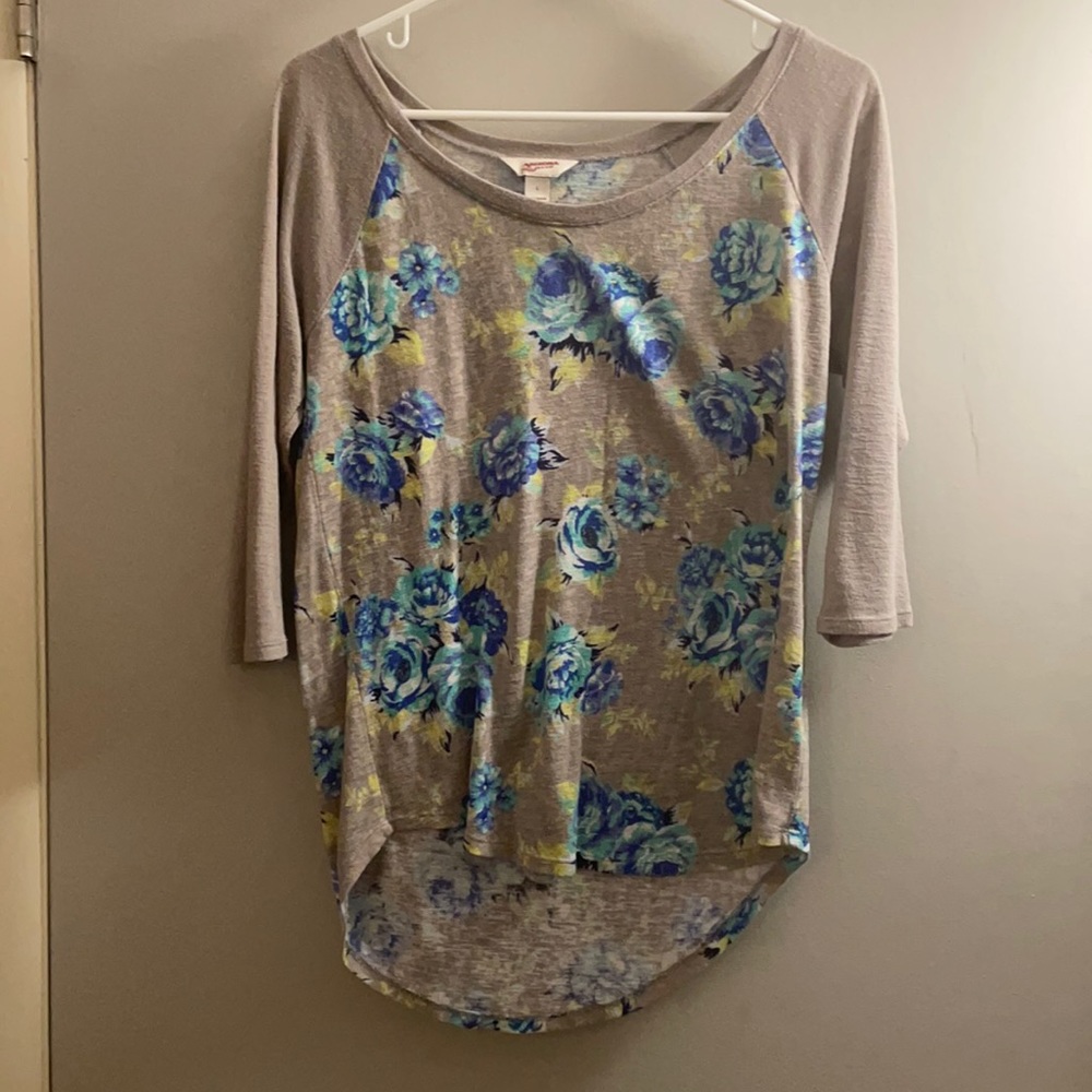 Grey Floral Long Sleeve Tee